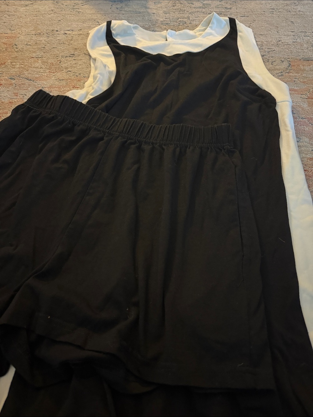 Flash sale Black Maxi top with white Side Panels and black shorts